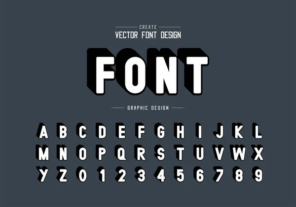 Schaduw Lettertype Alfabet Vector Stijl Lettertype Letter Nummer Ontwerp — Stockvector