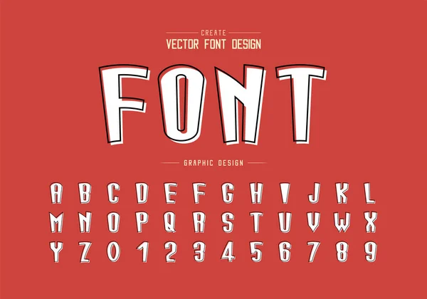 Lijn Lettertype Met Witte Schaduw Cartoon Alfabet Vector Lange Lettertype — Stockvector