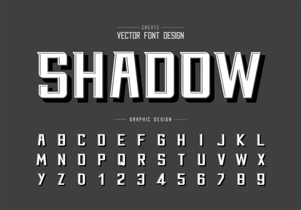 Black Shadow Font Alphabet Vector Bold Modern Typeface Letter Number — Stock Vector