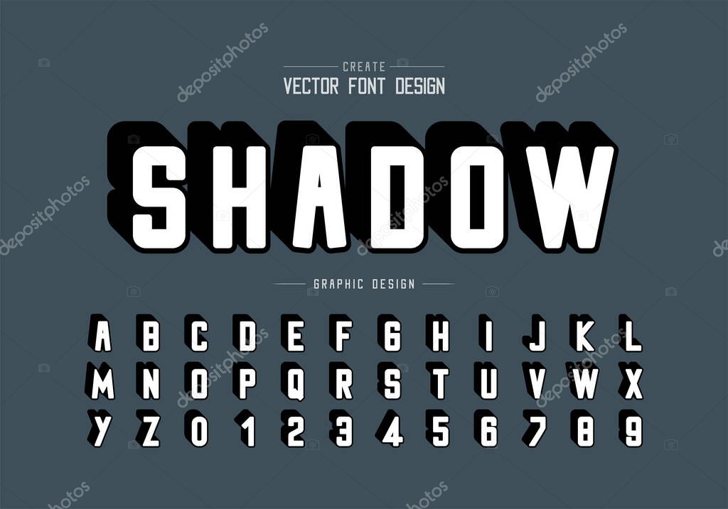 Shadow round font and alphabet vector, Typeface and letter number design
