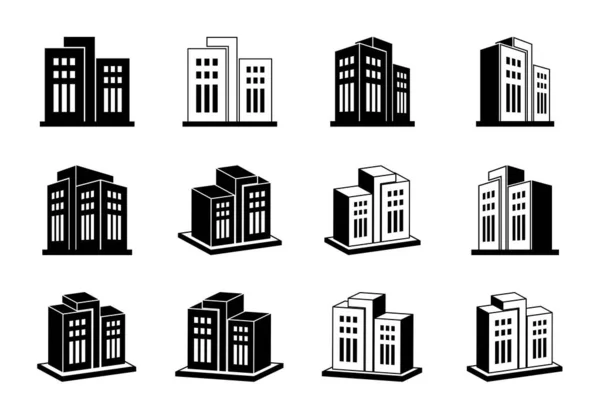 Icono Edificio Empresa Sobre Fondo Blanco Banco Vectorial Colección Oficinas — Archivo Imágenes Vectoriales