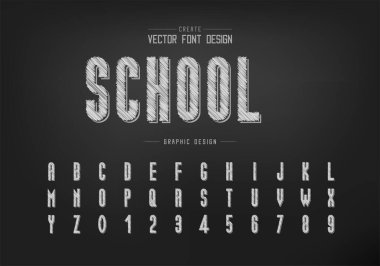 Kalem yazı tipi ve kalın alfabe vektörü, Sketch uzun yazı tipi harfi ve sayı tasarımı