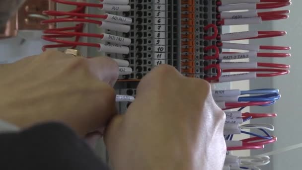 Installation eines elektrischen Kabels — Stockvideo