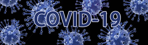 Desain Virus Banner Biru Dan Warna Merah — Stok Foto