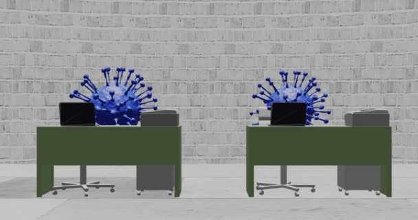 Animation Pour Travail Maison Parce Que Travail Virus Dans Bureau — Video