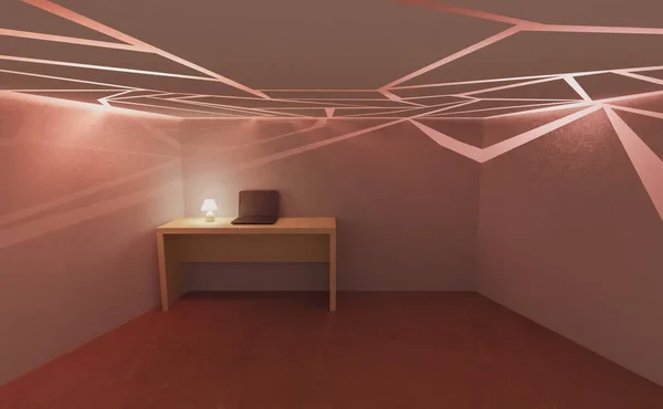 3D modern boş odayı uzaktan çalışma için düzenle