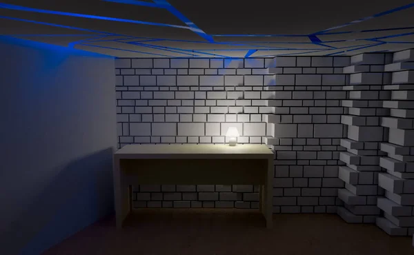 3D modern boş odayı gece çalışma moduna göre ayarla