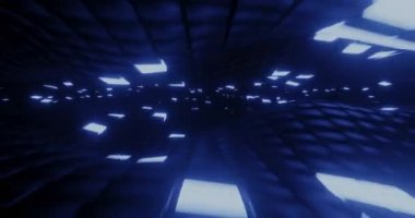 Sonsuz döngü, bilim-kurgu, metalik neon bloğu 3D görüntüleme 4K