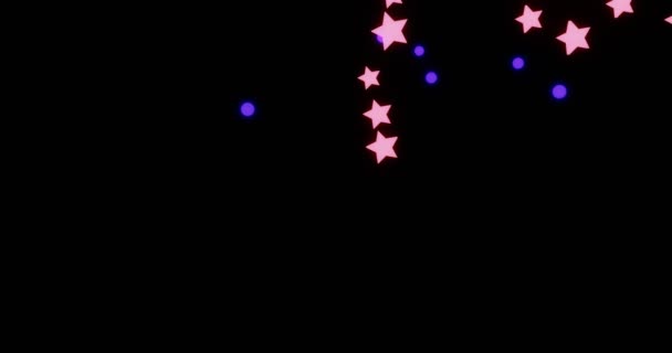 Візуалізація Зірки Вниз Світиться Світло Неоновий Рух Чорному Тлі — стокове відео