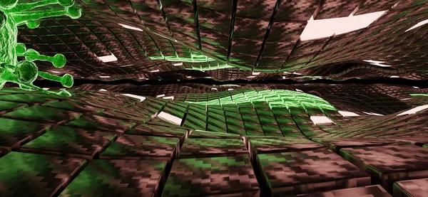 3D oluşturma, Bilim-Kurgu, Soyut doku tuğla blok arkaplanı