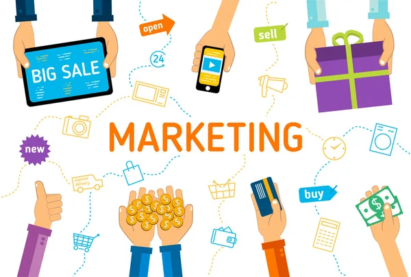 Marketing digital ilustração plana — Vetor de Stock