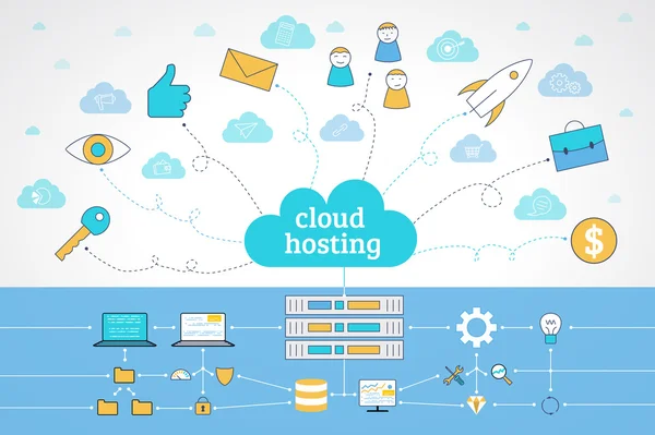 Platte cloud hosting — Stockvector