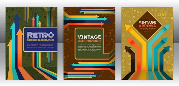 Abstraktes Retro-Cover-Design mit Pfeilelementen. — Stockvektor