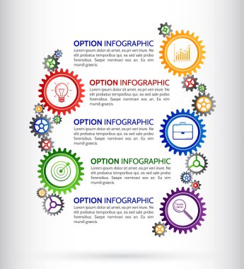 Numarası, simgeler ve bilgi metin renkli dişli simgesiyle.