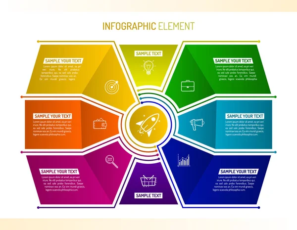 Infografik acht Optionen mit Nummer und Informationstext. — Stockvektor