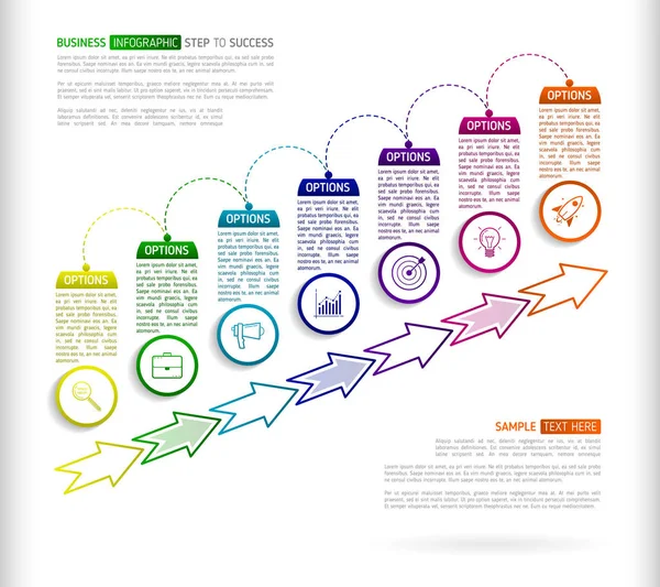 Merdiven Infographic tasarım şablonu ile 7 multi successi renkli