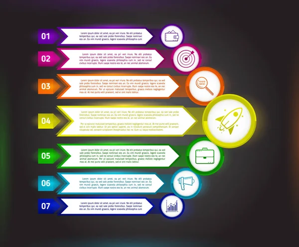 Plantilla abstracta de infografías oscuras con flechas. templa de negocios — Vector de stock