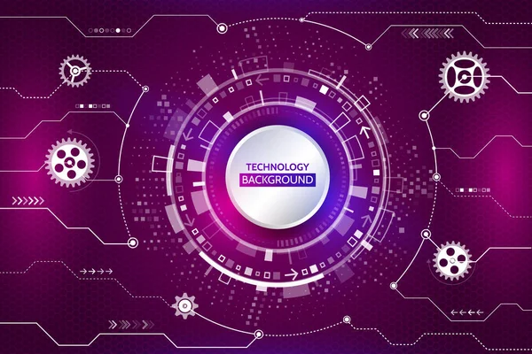 High-Tech-Computertechnologie auf dem violetten Hintergrund. abstrakte radiale Schaltungstextur. futuristische technologische Strukturelemente. — Stockvektor