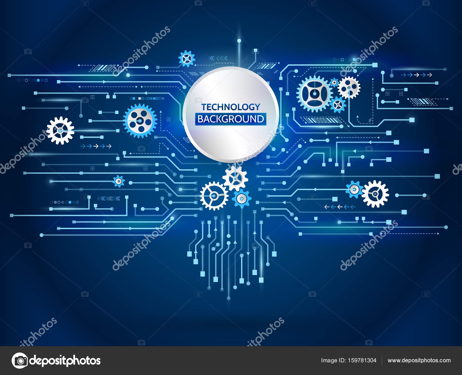 Hi-tech computer technology. Abstract circuit concept on the blue color  background. Stock Vector Image by ©arthead #159781304
