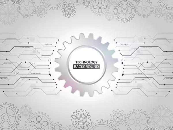 Abstract mechanical background with gear and circuit elements. Hi-tech digital communication concept. — Stock Vector