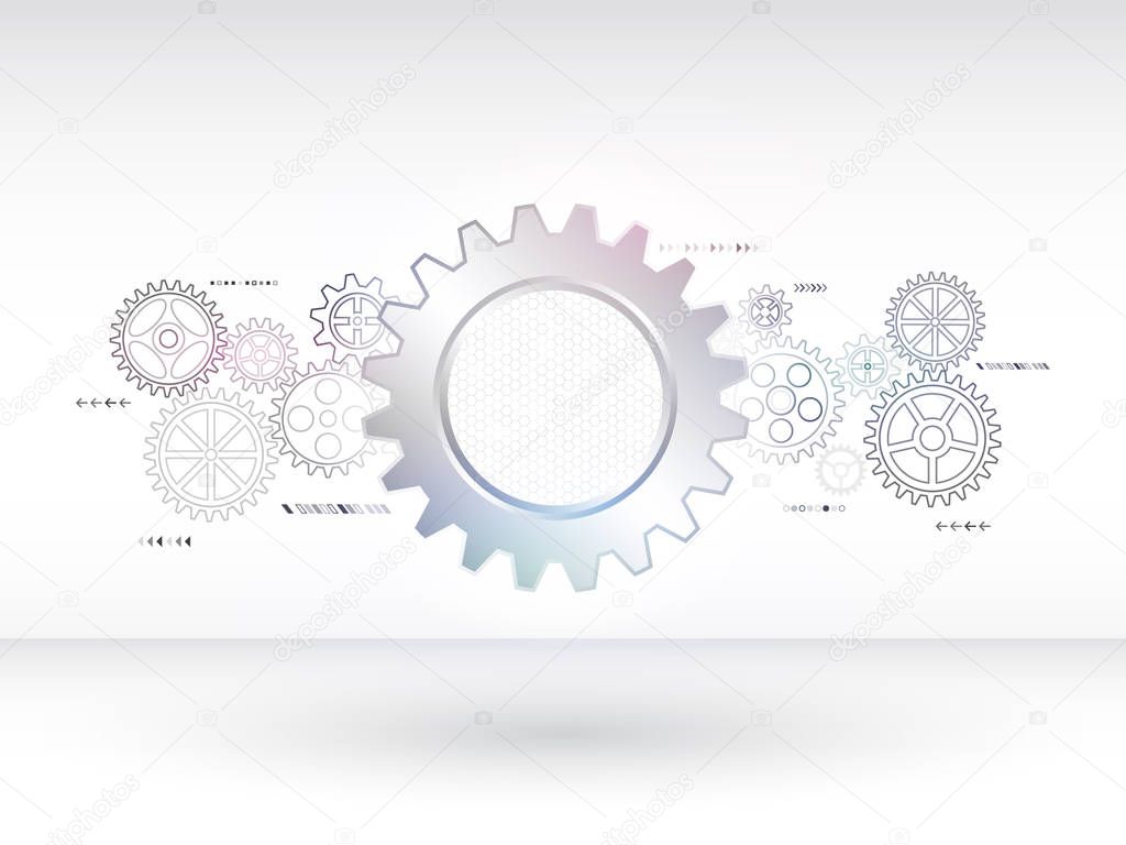 Abstract mechanical background with gear and technology elements.