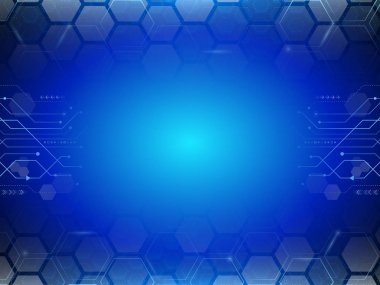 Mavi altıgen soyut cyber geleceğin teknolojisi kavramı arka plan.