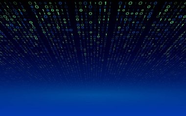 Abstract matrix technology concept. Perspective binary code on a blue background. clipart