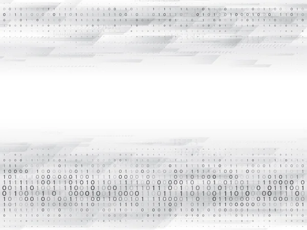 Codice astratto del computer binario. Tecnologia digitale hi-tech su sfondo grigio — Vettoriale Stock