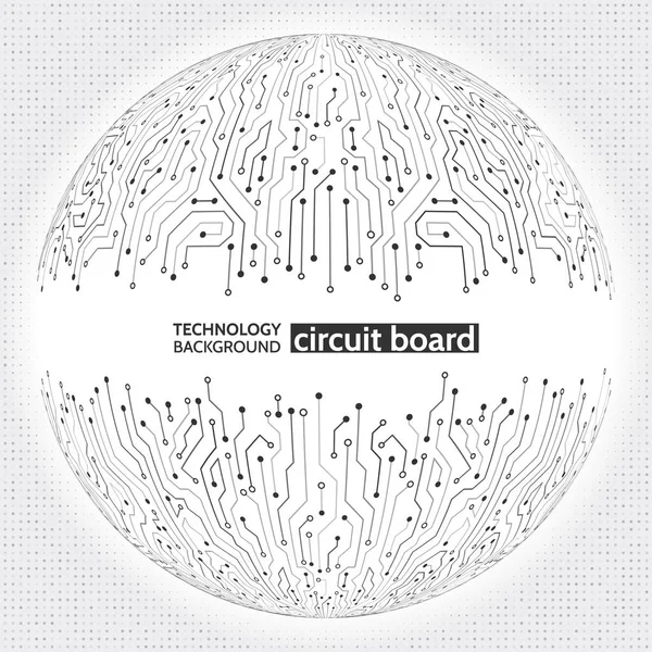 Abstract digital sphere circuit board on the grey background. — Stock Vector