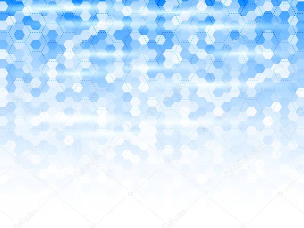 Abstract background with blue hexagons.