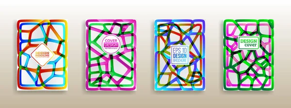 Kolorowe Mozaiki Obejmuje Projekt Geometryczne Kształty Broszura Szablonu Układu Powierzchni — Wektor stockowy