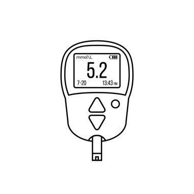 Glikoz metre vektör çizimi. Diyabet kan şekeri testi. 