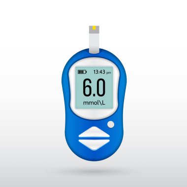 Gerçekçi glikoz metre vektör çizimi. Diyabet kan şekeri testi.