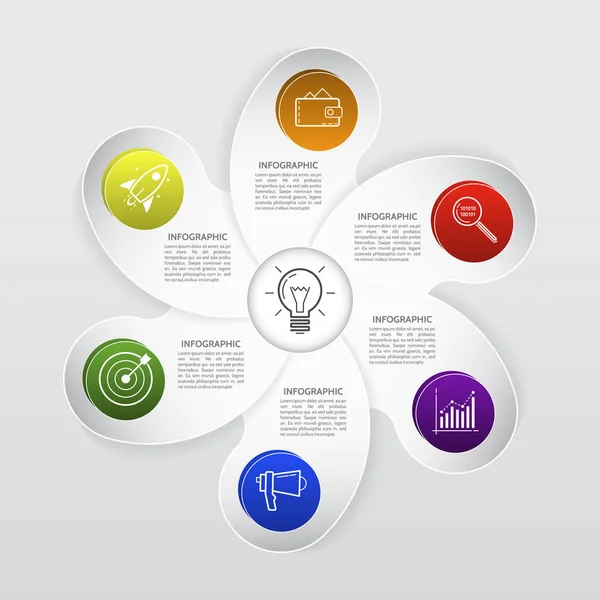 Elementos de diseño 3d infografía abstracta con 6 opciones. Plantilla para folleto, carta, diseño web . — Archivo Imágenes Vectoriales