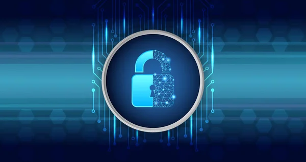 Databeskyttelseskoncept Padlock Ikon Internet Teknologi Netværksforbindelse Cyber Sikkerhed Internet Netværk – Stock-vektor