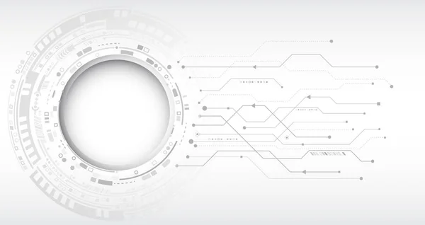 Fondo Grigio Con Vari Elementi Tecnologici Concetto Tecnologia Digitale Informatica — Vettoriale Stock