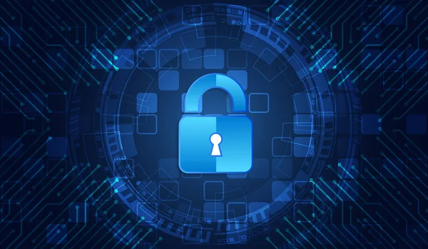 Koncepcja Cyberbezpieczeństwa Sieci Koncepcja Ochrony Danych Osobowych Ikona Kłódki Połączenie — Wektor stockowy
