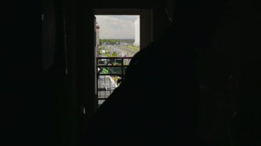 Şehrin çekim balkon fotoğrafçıdan