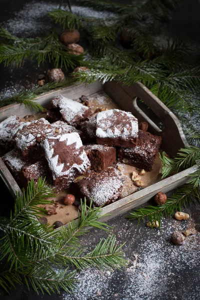 Noel kartı. Çikolatalı kek