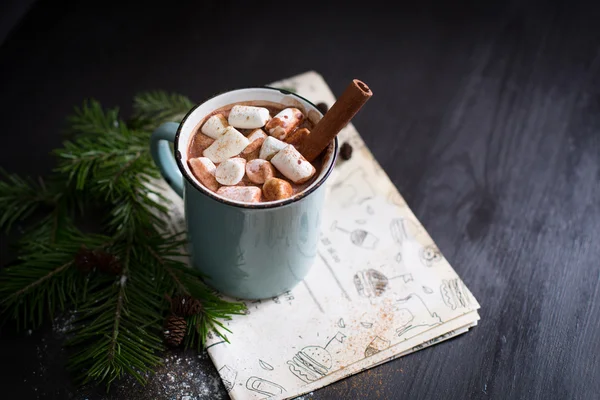 Hot chocolate with marshmallows. Copy Space — Stock Photo, Image