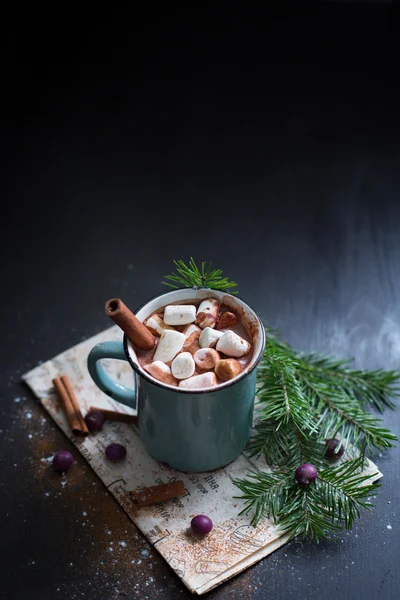 Sıcak çikolata marshmallow ile. Kopya alanı