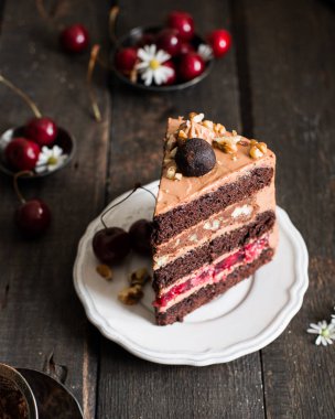 Bir parça çikolatalı pasta.