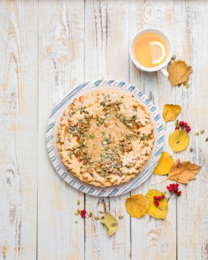 Kabak pasta ile sonbahar arka plan