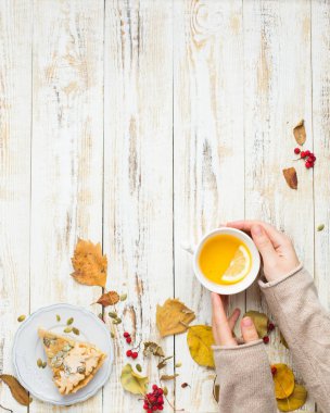 Kabak pasta ile sonbahar arka plan