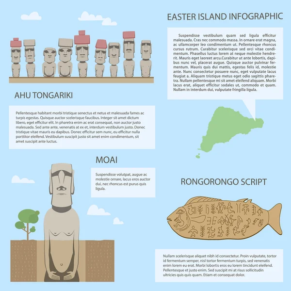 Infografica per moai sull'isola di Pasqua — Vettoriale Stock