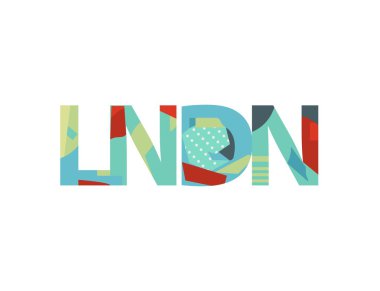 Lndn modern tarzap, cutout vektör tipi harflerle Londra konsept sanat yazıt anlamına gelir