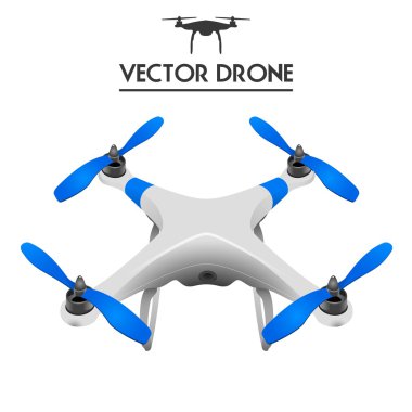 Gerçekçi Drone, Quadrocopter İhA konsept sanat, tablet beyaz izole tarafından kontrol