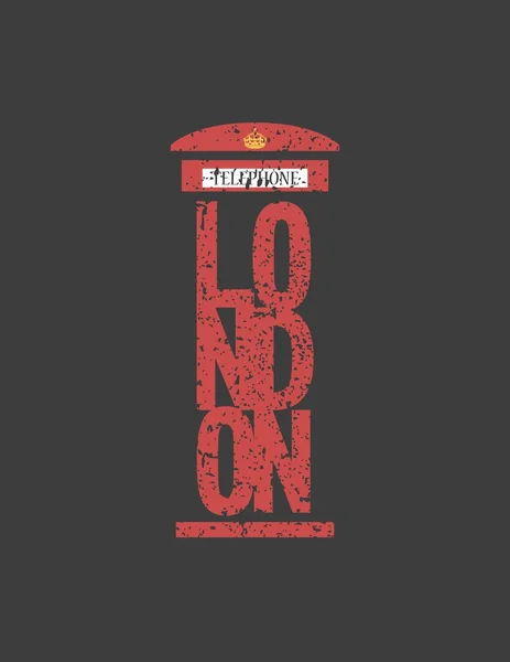 Britse telefoon vak Londen vintage stijl, Word in grunge , — Stockvector