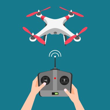 Vektör kamera ve denetleyici ile uçan drone izole