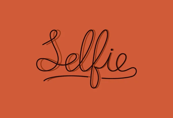 Assinar selfie letras monoline letras modernas no fundo vermelho — Vetor de Stock